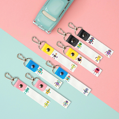 PU Leather & Cotton Name Marker Keychain AJEW-WH0514-018-1