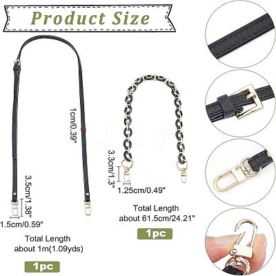 2Pcs 2 Style Adjustable Leather & Acrylic Cable Chain Bag Handles FIND-PH0005-19-1
