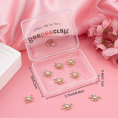 Brass Clear Cubic Zirconia Connector Charms KK-BBC0002-18-1