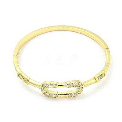 Rectangle Brass Micro Pave Clear Cubic Zirconia Hinged Bangles for Women BJEW-Z062-05B-1