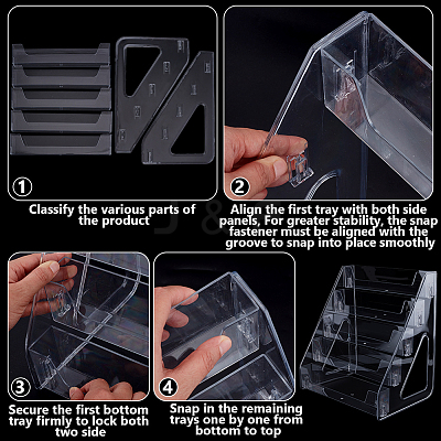 5-Tier Acrylic Display Riser Stands for Cosmetic Jewelry ODIS-WH0043-217A-1
