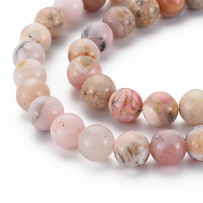 Natural Pink Opal Beads Strands G-R446-8mm-09-1