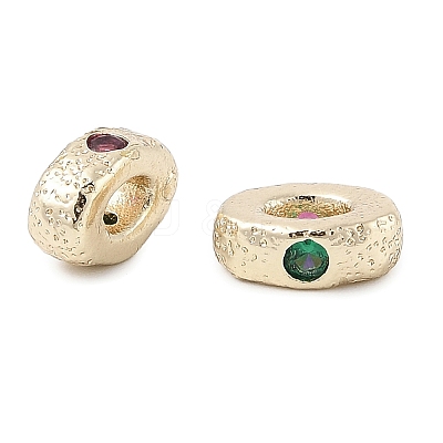 Brass Micro Pave Cubic Zirconia Beads KK-K297-46KCG-1