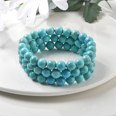 Natural Howlite Bead Stretch Bracelets BJEW-K212-B-011-1