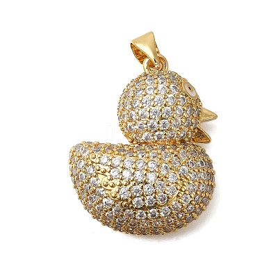 Rack Plating Brass Micro Pave Cubic Zirconia Pendants ZIRC-F142-01G-05-1