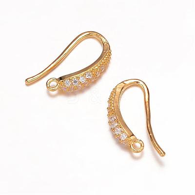 Brass Micro Pave Cubic Zirconia Earring Hooks ZIRC-K018-01G-1