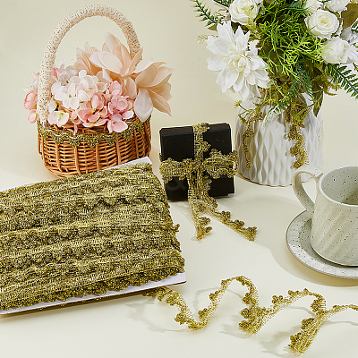 Nylon & Gold Metallic Lace Trim OCOR-WH0070-225A-1
