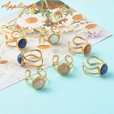 201 Stainless Steel Cuff Ring Findings STAS-S080-040B-G-1