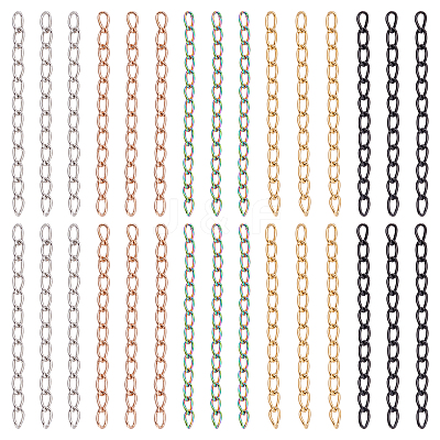 100Pcs 5 Colors 304 Stainless Steel Curb Chains Extender STAS-UN0038-15B-1