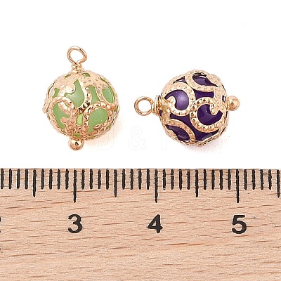 Brass Round Charms with Glass KK-B100-033G-1