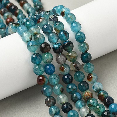 Dyed Natural Agate Faceted Round Beads Strands G-E320E-8mm-15-1