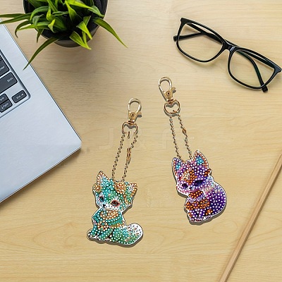 DIY Fox Pattern Diamond Painting Keychain Kit WG26361-01-1
