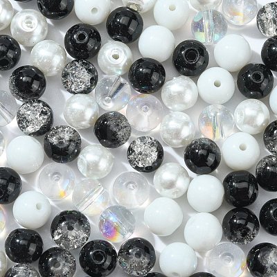 100Pcs Spray Painted Crackle Glass Beads GLAA-CJ0002-15-1