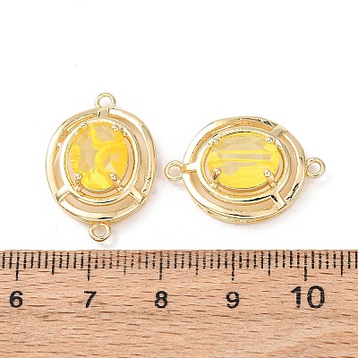 Brass with Glass Connector Charms KK-Z141-13G-1