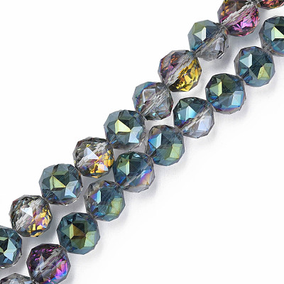 Electroplate Transparent Glass Beads Strands EGLA-N002-34A-D02-1
