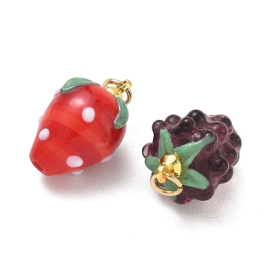 Brass & Handmade Lampwork Pendants PALLOY-JF06029-1