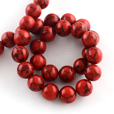 Synthetical Turquoise Gemstone Round Bead Strands X-TURQ-R035-8mm-04-1