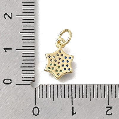 Brass Micro Pave Cubic Zirconia Snaowflake Charms KK-D431-041B-G-1
