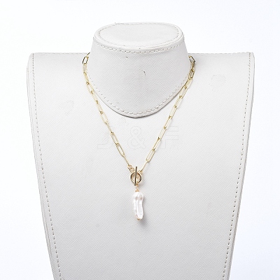 Natural Baroque Pearl Keshi Pearl Pendant Necklaces NJEW-JN02814-1