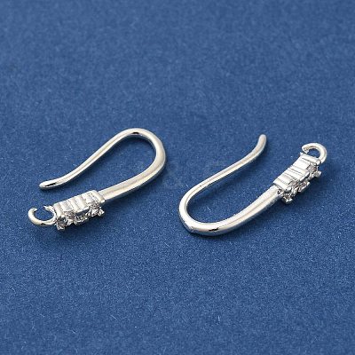 Rack Plating Brass Micro Pave Clear Cubic Zirconia Earring Hooks KK-A231-04S-1