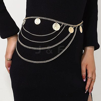 Alloy Coin Multi-Layered Chain Waist Body Chains for Women FS-WG18420-01-1