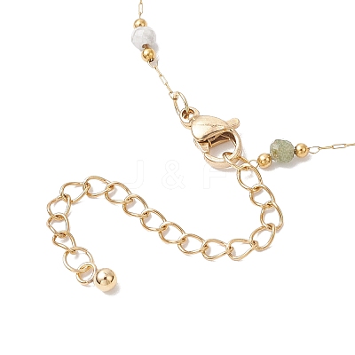304 Stainless Steel & Faceted Round Gemstone Link Chain Bracelet Making AJEW-JB01346-1