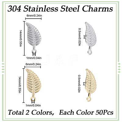 100Pcs 2 Colors 304 Stainless Steel Charms STAS-SC0006-86-1