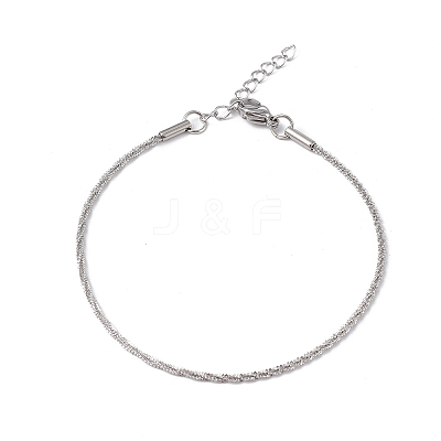 Non-Tarnish 304 Stainless Steel Bone Rope Chain Bracelet for Women BJEW-I311-01A-P-1