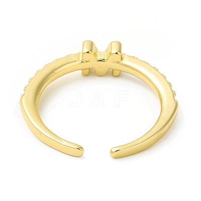 Clear Cubic Zirconia Initial Letter Open Cuff Ring RJEW-H120-09G-M-1
