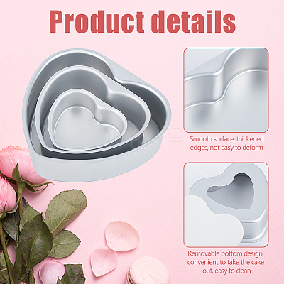 3 Bags 3 Styles Heart Aluminium Alloy Cake Mold Rings AJEW-DC0002-06-1