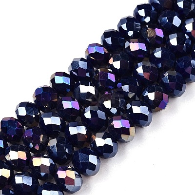 Electroplate Glass Beads Strands EGLA-A044-P8mm-B07-1
