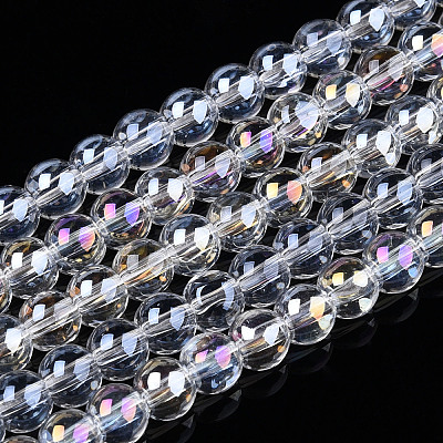 Electroplate Transparent Glass Beads Strands GLAA-T032-T4mm-AB13-1