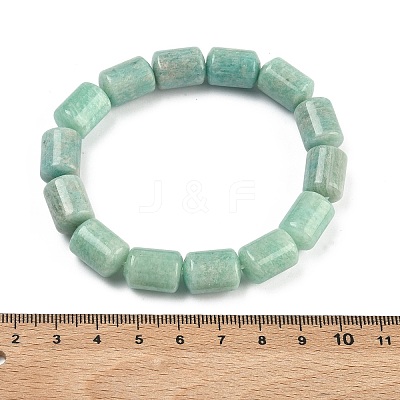 Column Natural Amazonite Beads Stretch Bracelets for Women Men BJEW-A148-01A-17-1