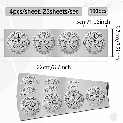 Round Silver Foil Embossed Picture Stickers DIY-WH0503-020-1