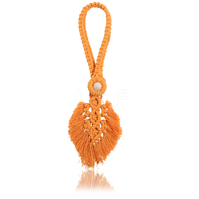 2Pcs Handmade Macrame Leaf Curtain Tiebacks AJEW-CN0003-65D-1