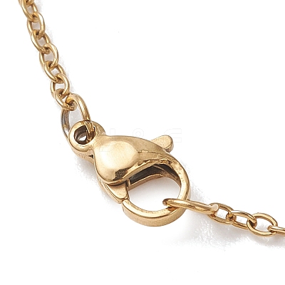 Handmade Flower Printed Porcelain Ceramic Beaded Star Pendant 304 Stainless Steel Chain Necklaces NJEW-MZ00143-1
