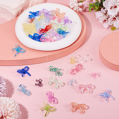 48Pcs 4 Styles Transparent Acrylic Beads OACR-TA0004-94B-1