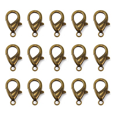 Tibetan Style Alloy Lobster Claw Clasps X-PALLOY-O027-AB01-1