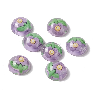 Transparent Flower Resin Cabochons RESI-G034-B02-1