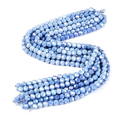 Anti-Tarnish Electroplate Glass Beads Strands EGLA-ZX010-8mm-09-1