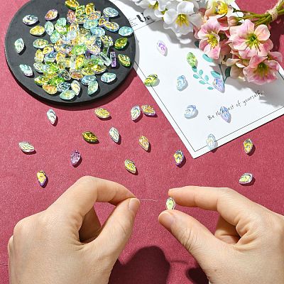 100Pcs 5 Colors Electroplate Handmade Lampwork Beads LAMP-CJ0002-94-1