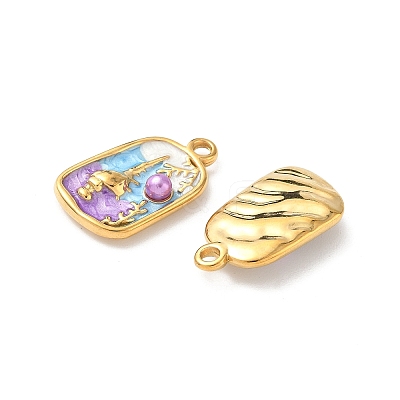 304 Stainless Steel Enamel Shell Shape Pendants STAS-I346-05G-05-1