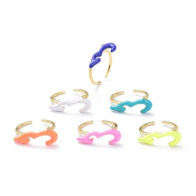 Brass Enamel Cuff Rings RJEW-P023-24G-1