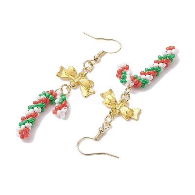 Christmas Theme Glass Seed Beaded Dangle Earrings for Women EJEW-MZ00215-1