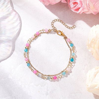Natural Agate Round Beads Multi-strand Bracelets BJEW-JB12468-01-1