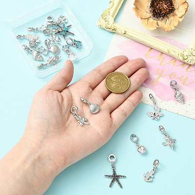 20Pcs 10 Styles Alloy Crystal RhinestoneEuropean Dangle Charms MPDL-YW0001-07-1