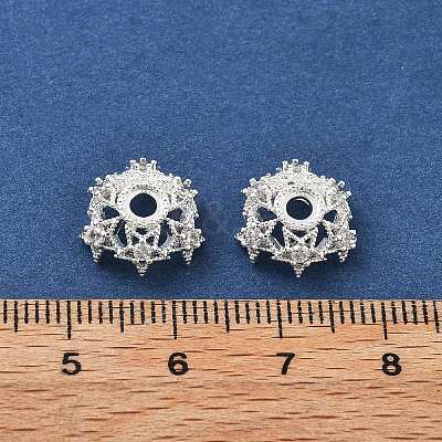 Brass Micro Pave Clear Cubic Zirconia Bead Caps KK-R216-03S-02-1