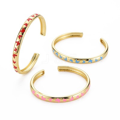 Butterfly Enamel Cuff Bangle BJEW-S141-05-1