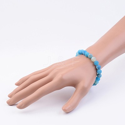 Natural Weathered Agate Stretch Beads Bracelets X-BJEW-JB02513-04-1
