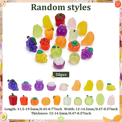 Luminous Resin Fruits Display Ornaments RESI-WH0092-005-1
